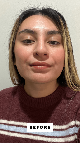 Hussein before using the Kevyn Aucoin Eyelash Curler